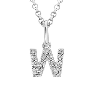 Collar con colgante de inicial en pavé de moissanita diminuto en plata de ley