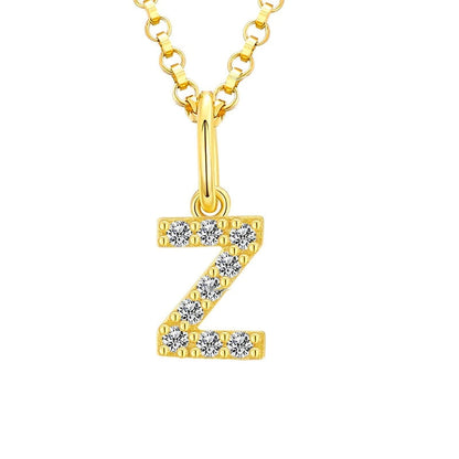 Collar con colgante de inicial en pavé de moissanita diminuto en plata de ley